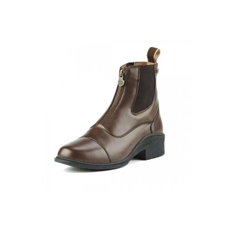 Ovation Women's Lightweight Stylish Equestrian Horse Riding Ankle Length Synthetic Vega Leather Quantum Zip Paddock Boots, Brown, Size 7.5 - Image 1
